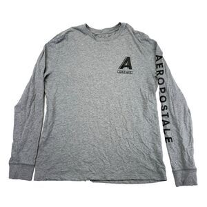 Aeropostale T Shirt Long Sleeve Mens Large Gray Casual Graphic Print Sleeve